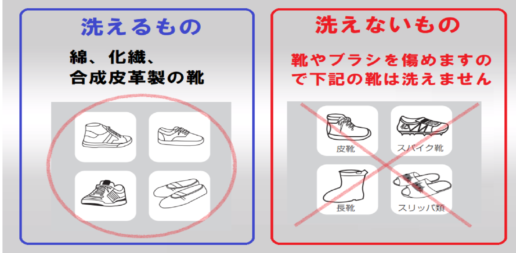 スニーカーランドリー　洗える物と洗えない物